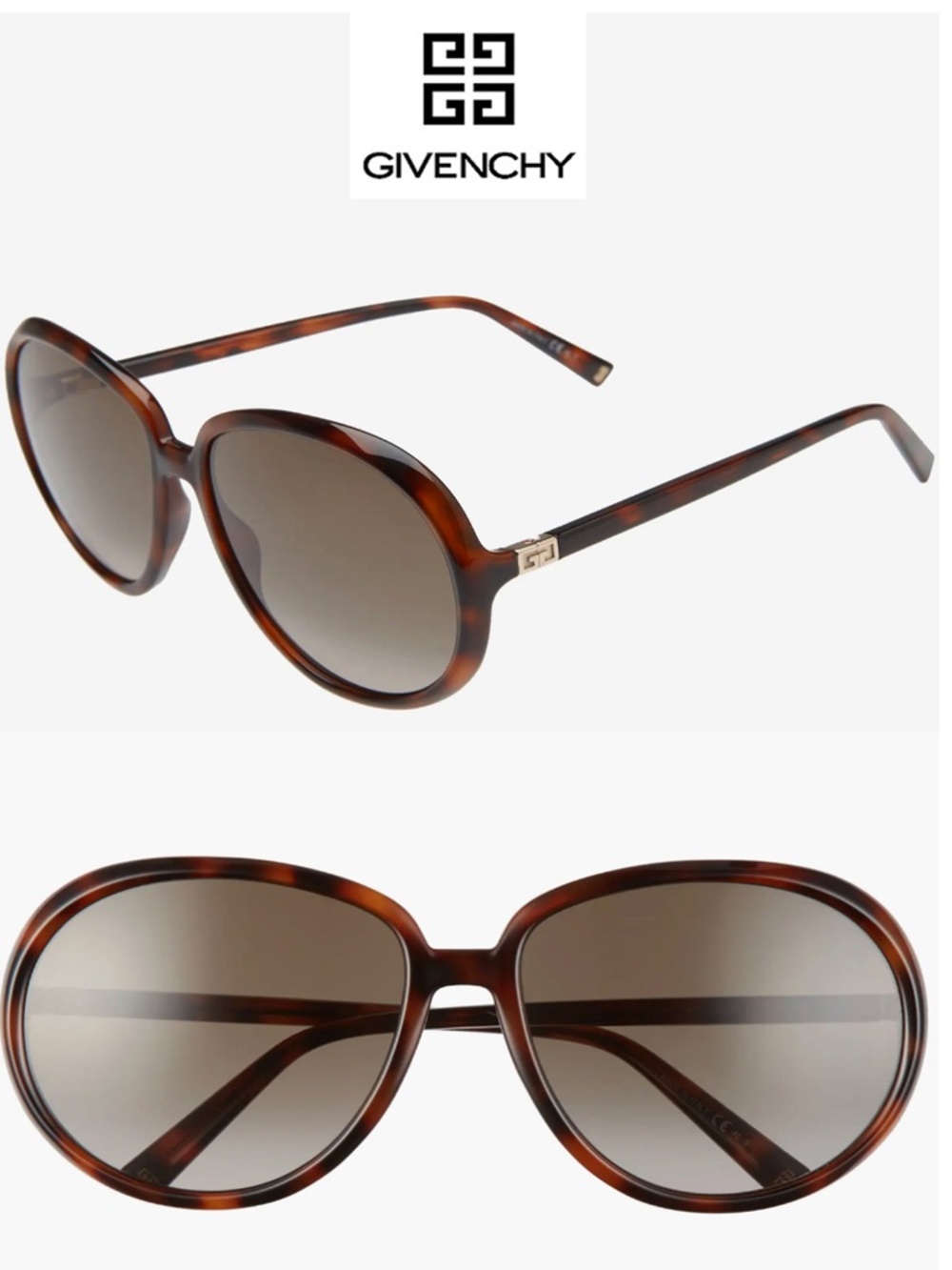 GIVENCHY GV7180/S 086HA TORTOISE HAVANA GRADIENT BROWN ROUND SUNGLASSES. 61mm